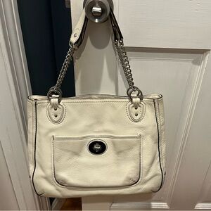 Coach handbag, white with pink satin interior and dust bag